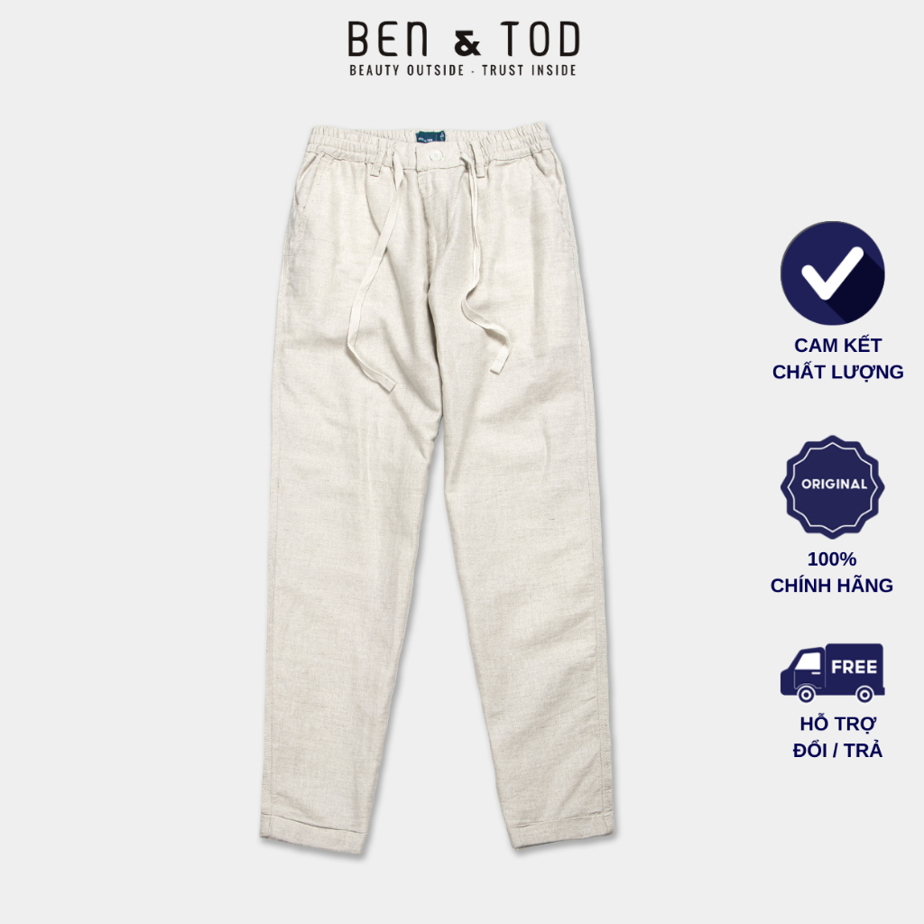 Quần jogger nam BEN & TOD 20394 linen cao cấp, co giãn thoải mái, basic, tôn dáng