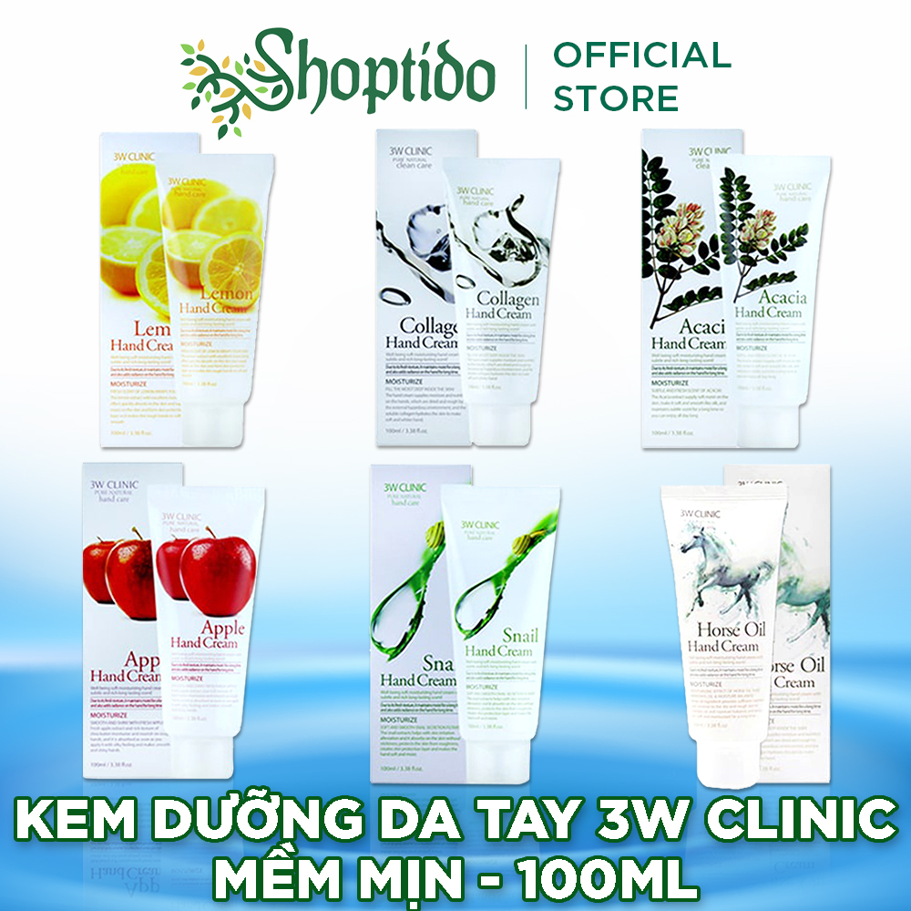 Kem dưỡng da tay 3w Clinic moisturize pure natural care 100ml mềm mại chính hãng Hàn Quốc NPP Shoptido