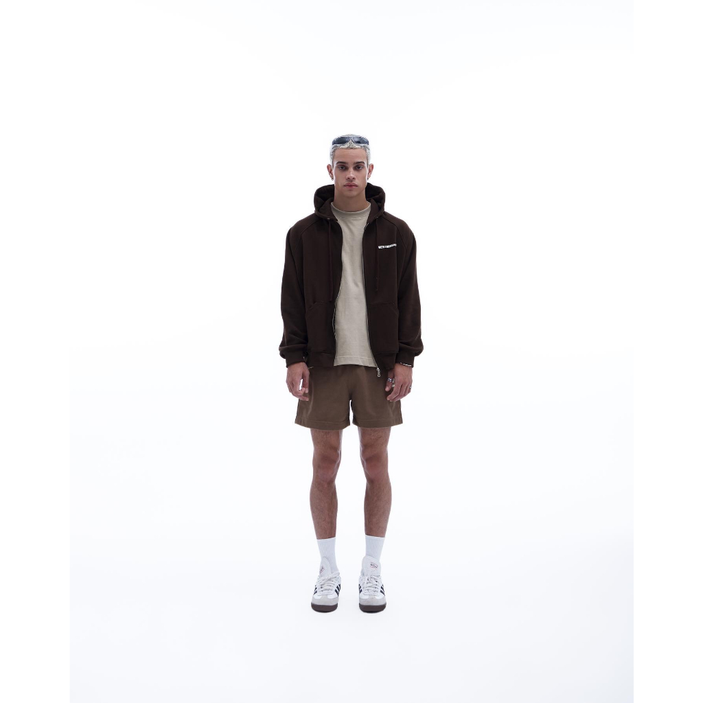 Áo HOODIE ZIPPER RAGLAN BASIC -MÀU NÂU ĐẬM in nổi cao thành - Nỉ cua CVC 440GSM dày dặn -CHÍNH HÃNG