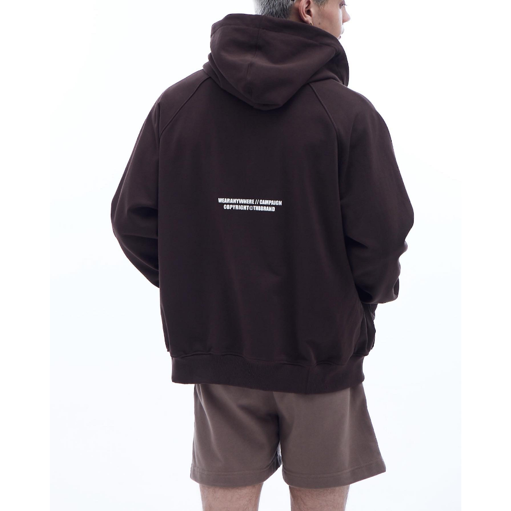 Áo HOODIE ZIPPER RAGLAN BASIC -MÀU NÂU ĐẬM in nổi cao thành - Nỉ cua CVC 440GSM dày dặn -CHÍNH HÃNG