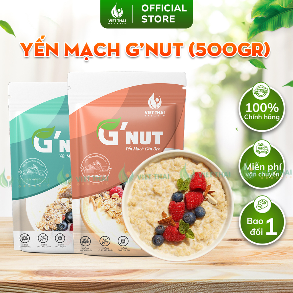 Yến mạch G'Nut 100% Organic Hữu Cơ Cán Vỡ / Dẹp Giảm Cân Ăn Kiêng Việt Thái Organic (500g)