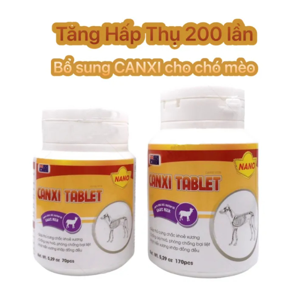 Canxi Tablet Nano cho chó mèo, tăng khả năng hấp thụ 200 lần cho thú cưng, vị sữa, công nghệ Mỹ