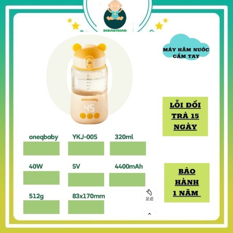 MÁY HÂM NƯỚC MINI ONEQBABY không dây tiện dụng cho mẹ và bé