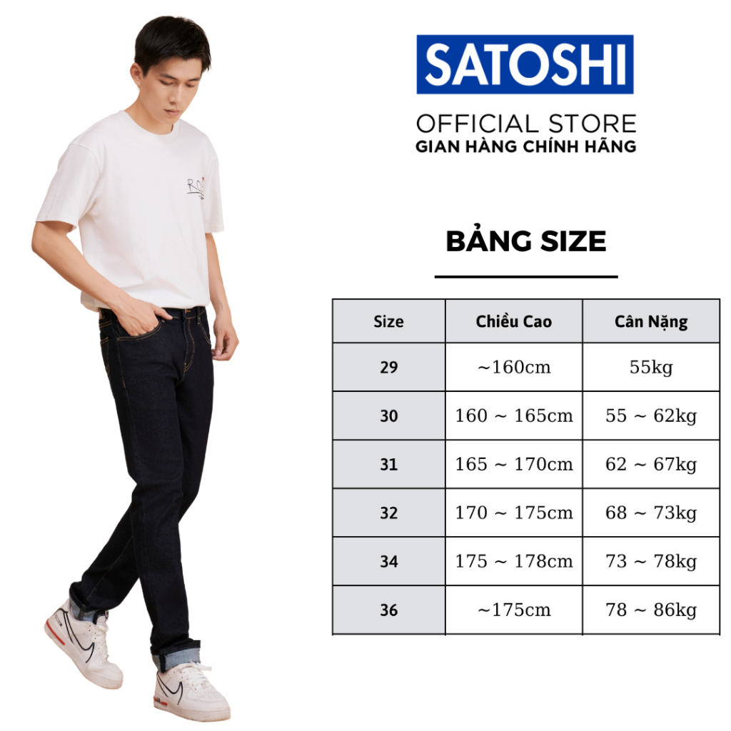 Quần Jean Nam SATOSHI SAQJ65 form slimfit ống ôm vừa, chất jean co dãn mặc thoải mái