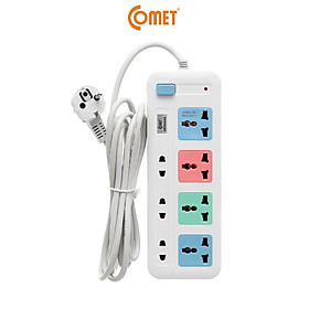 Ổ Cắm Nối Dài Comet CES4433 dài 3m, 7 lỗ cắm: 4 ổ cắm đa năng ba chấu, 3 ổ cắm hai chấu, tích hợp công tắc tổng.