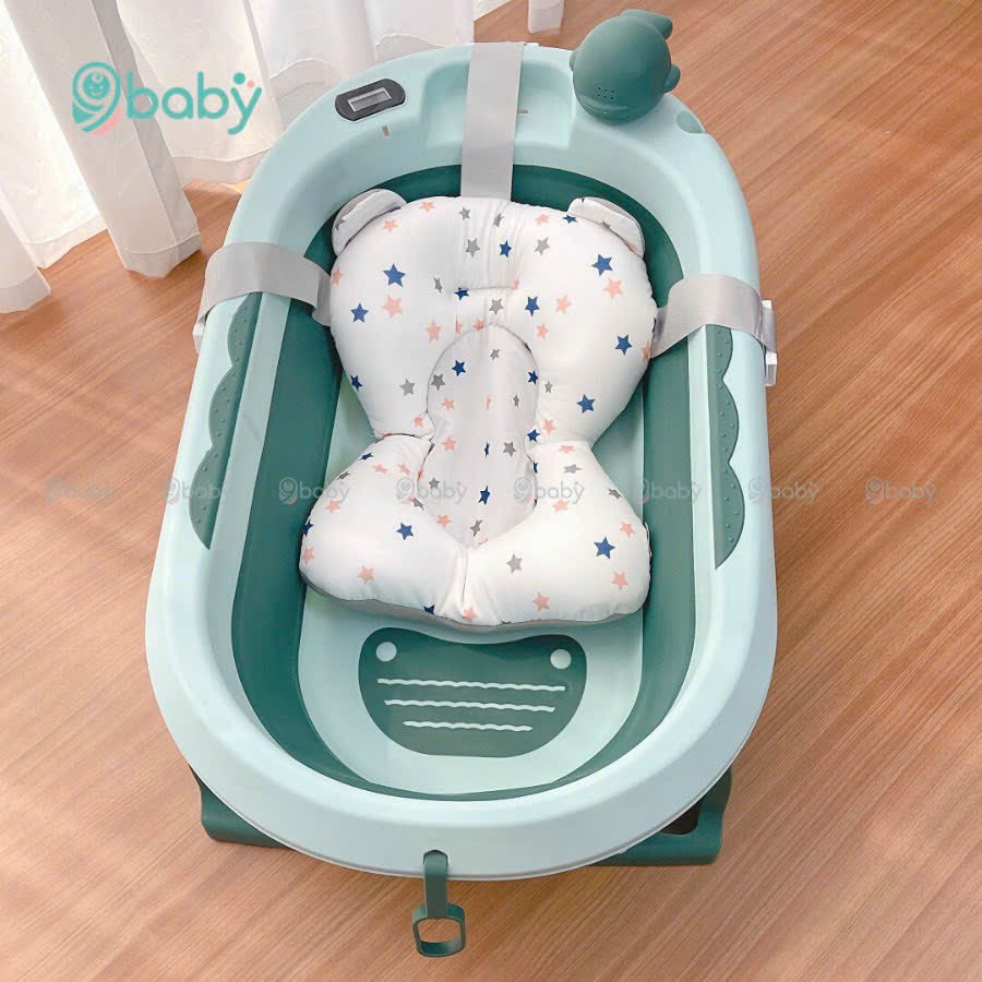 Chậu tắm gấp gọn kèm phao cao cấp có nhiệt kế 9baby, banbuondososinh 1