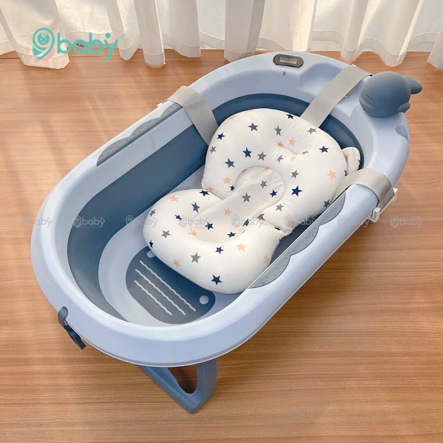 Chậu tắm gấp gọn kèm phao cao cấp có nhiệt kế 9baby, banbuondososinh 1