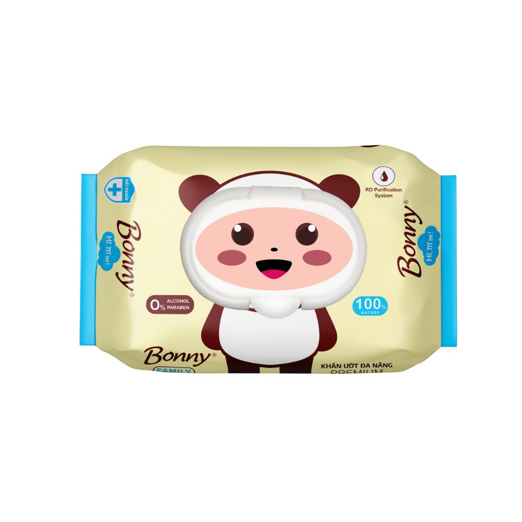 Combo 3 gói Khăn ướt Bonny mềm mại và an toàn cho da của bé, bịch 80 khăn hàng Việt Nam
