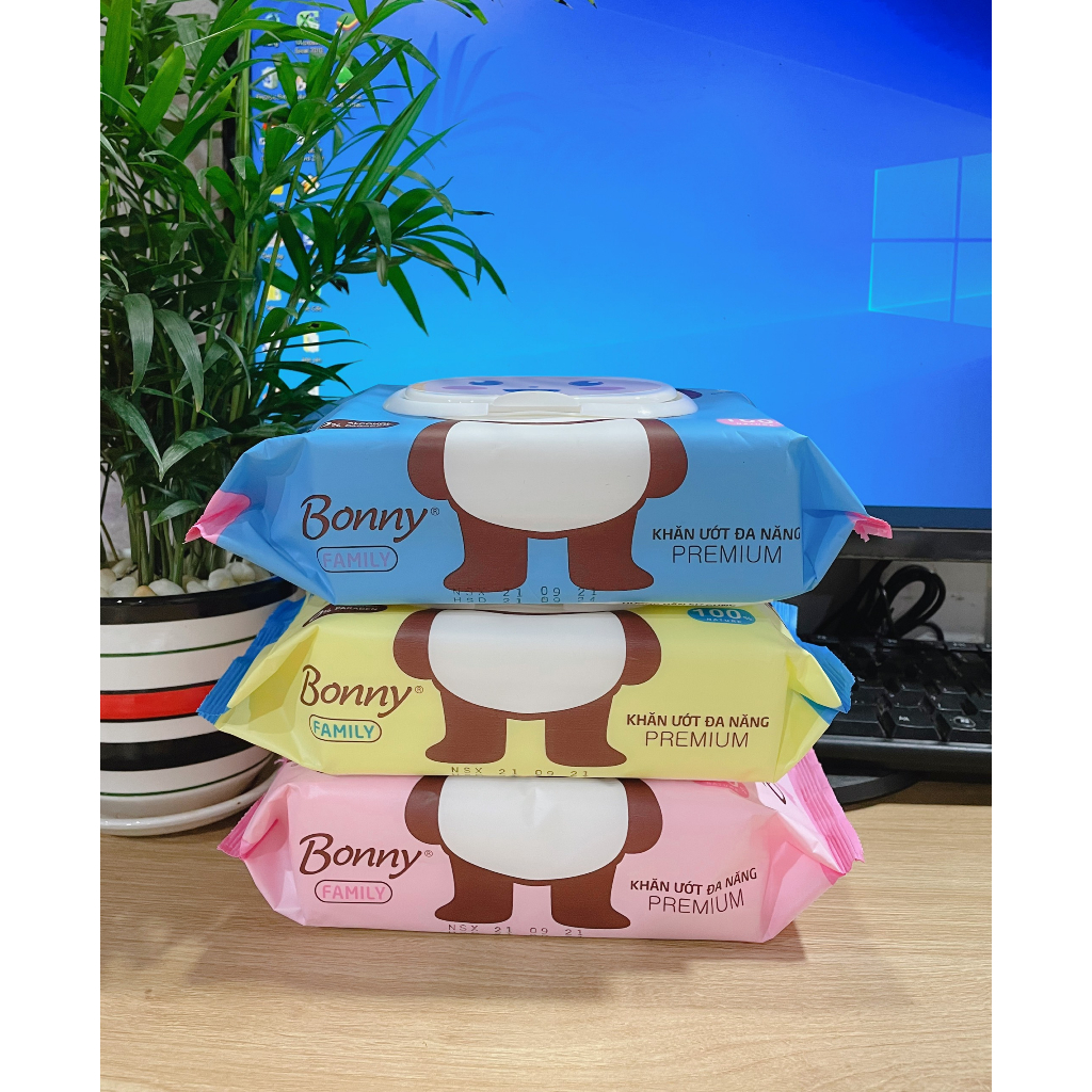 Combo 3 gói Khăn ướt Bonny mềm mại và an toàn cho da của bé, bịch 80 khăn hàng Việt Nam