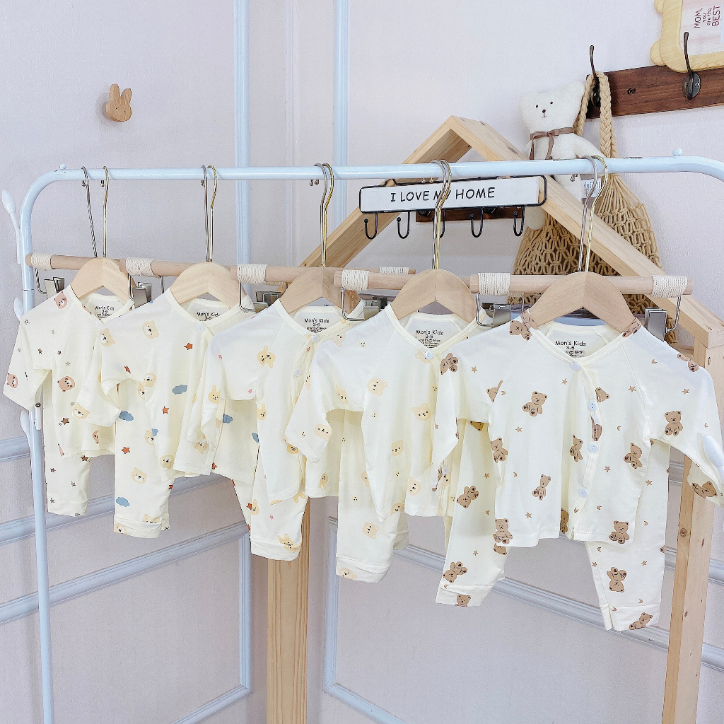 Bộ sơ sinh dài tay Petit thun lạnh MKIDS  mềm mại cúc lệch họa tiết đáng yêu cho bé từ 3-9kg