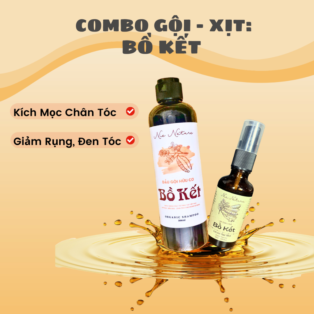 Dầu gội thảo dược giảm gàu thảo mộc Bồ Kết Hoa Sen cô đặc giảm rụng thiên nhiên kích mọc tóc NIE NATURE
