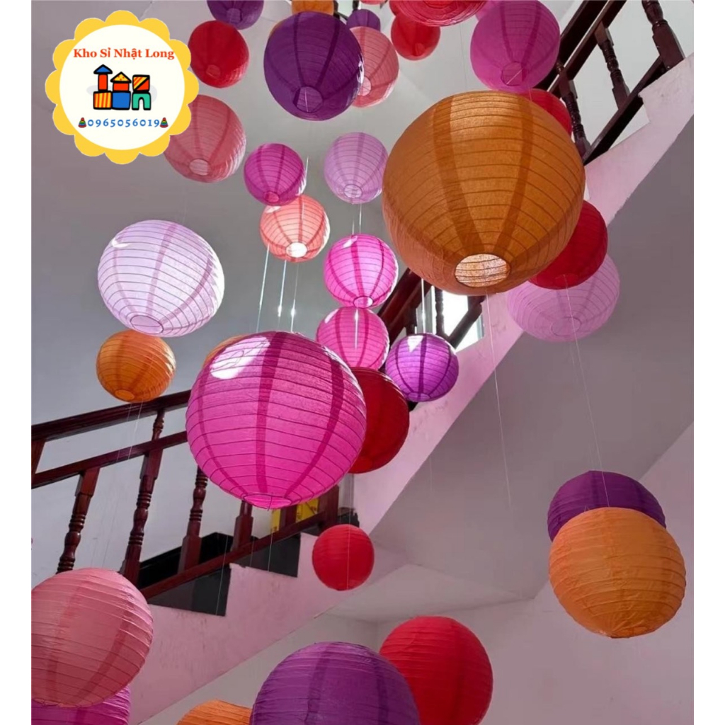 Lồng đèn trang trí các loại giá rẻ - lồng đèn tổ ong, lồng đèn giấy lụa nhiều màu sắc trang trí lễ tết, đám cưới, ...