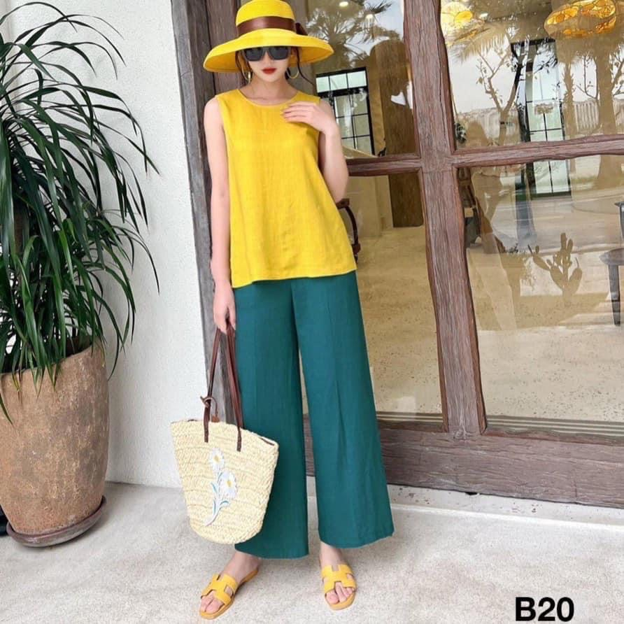 Bộ Sát Nách Nữ,Chất Liệu Đũi Tơ Xước Mềm Mại Thoáng Mát không Nhăn Không Phai Màu,Size 40-75kg - V25.