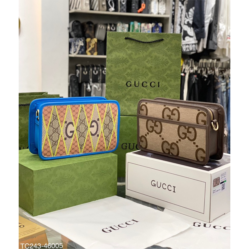 Túi chéo G.C viền xanh và nâu logo nổi bật new
