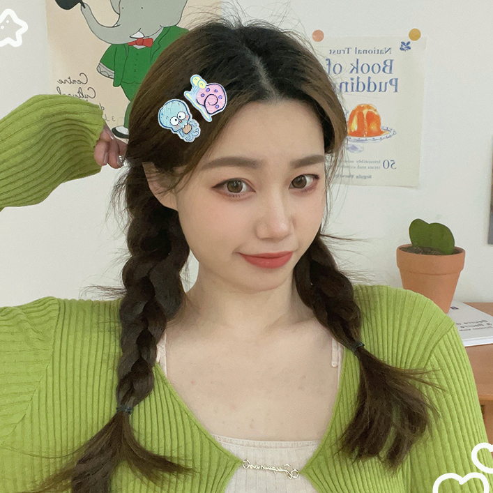 🍒🍒CHERRYKOKO Kẹp Tóc Hình Spongebob Bằng Acrylic Xinh Xắn Cho Nữ