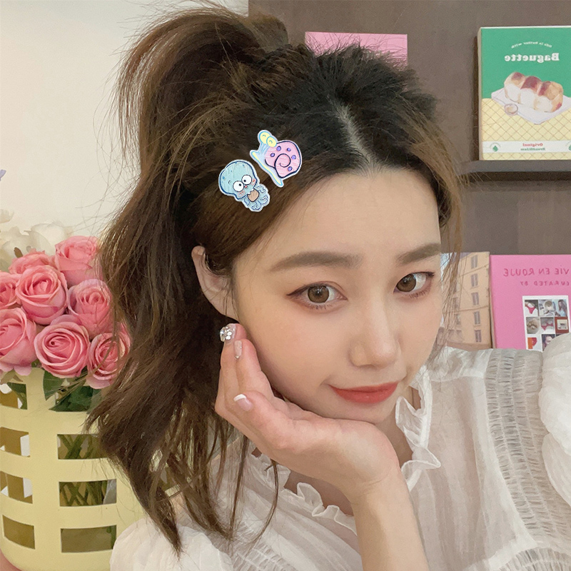 🍒🍒CHERRYKOKO Kẹp Tóc Hình Spongebob Bằng Acrylic Xinh Xắn Cho Nữ