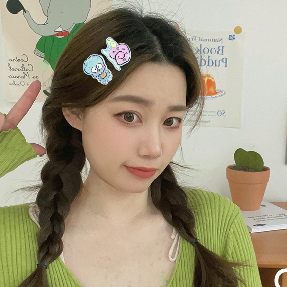 🍒🍒CHERRYKOKO Kẹp Tóc Hình Spongebob Bằng Acrylic Xinh Xắn Cho Nữ