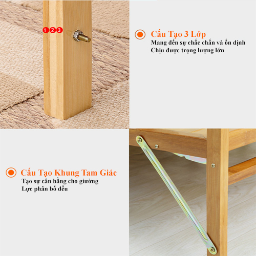 Giường Tre Gấp Cao Cấp, Giường Xếp Đa Năng, Kích Thước 1m5, Tre Tự Nhiên 100%