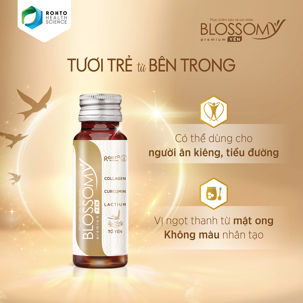 Thực phẩm collagen uống tổ yến Rohto Blossomy Premium lốc 03 chai x 50ml