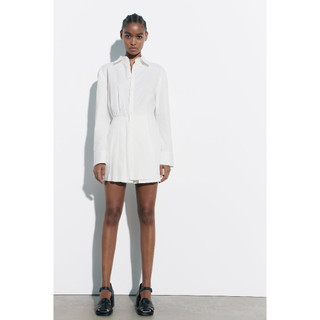 Rớt tag - ZARA Đức - Đầm sơmi ngắn xòe chữ A dài tay xòe trắng sale auth new cao cấp chính hãng sẵn 2180/314