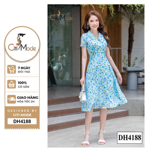 Đầm công sở CITI MODE FASHION thiết kế xoè cổ vest phối chân váy xếp ly 1 bên DH4188