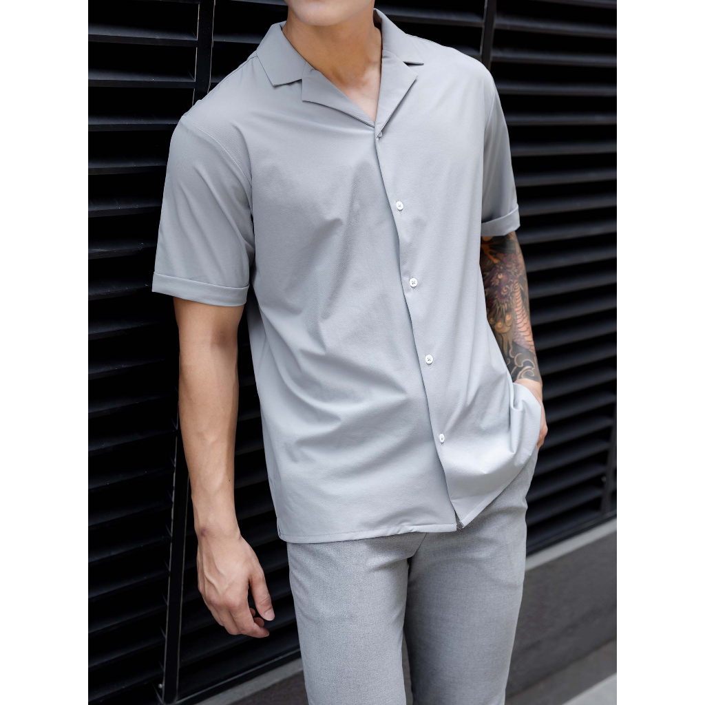 Áo Sơ Mi Nam Cuban Relaxed Plain, Chất Vải Rayon Thoải Mái, SM0047, SOMEHOW