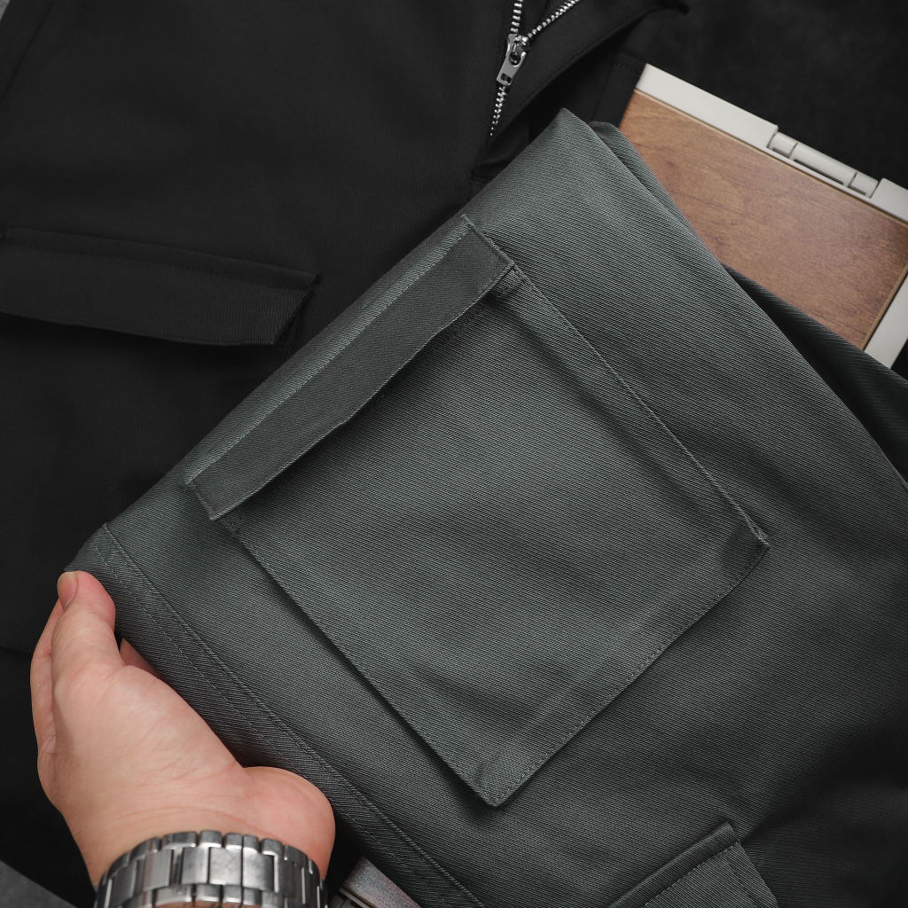 Quần Kaki Nam Cargo Pant Black Grey, Chất Vải Kaki Xược Xéo Thoải Mái, QK0011, SOMEHOW