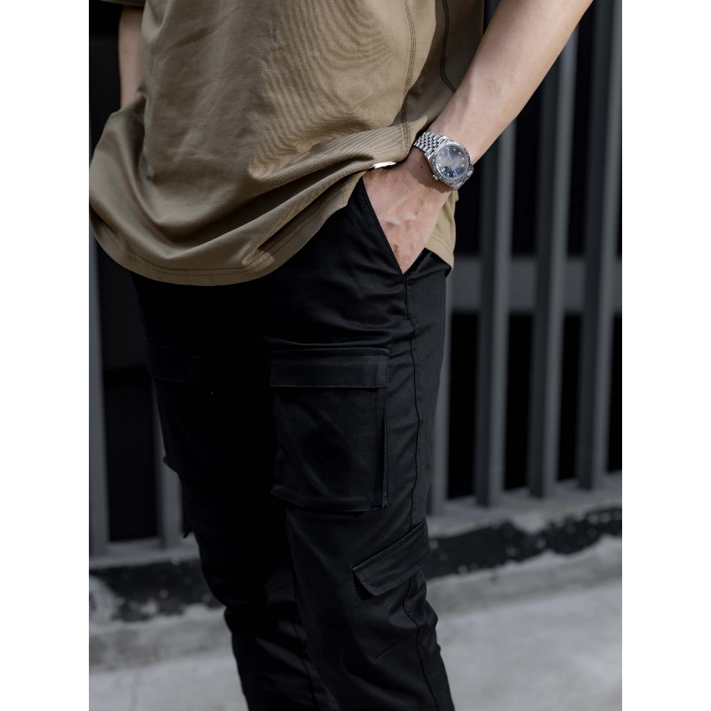 Quần Kaki Nam Cargo Pant Black Grey, Chất Vải Kaki Xược Xéo Thoải Mái, QK0011, SOMEHOW