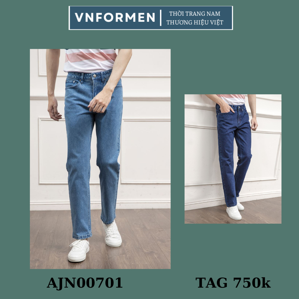 Quần jeans nam , quần bò  100% cotton co giãn nhẹ form suông Aristino -AJN00701