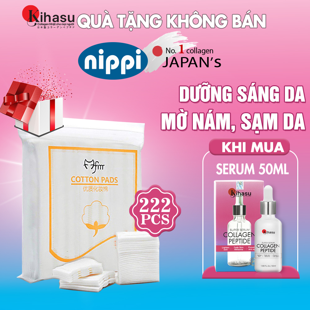 [Quà tặng không bán khi mua đơn hàng Collagen KIHASU >190k] Bông tẩy trang COTTON PADS 222 miếng