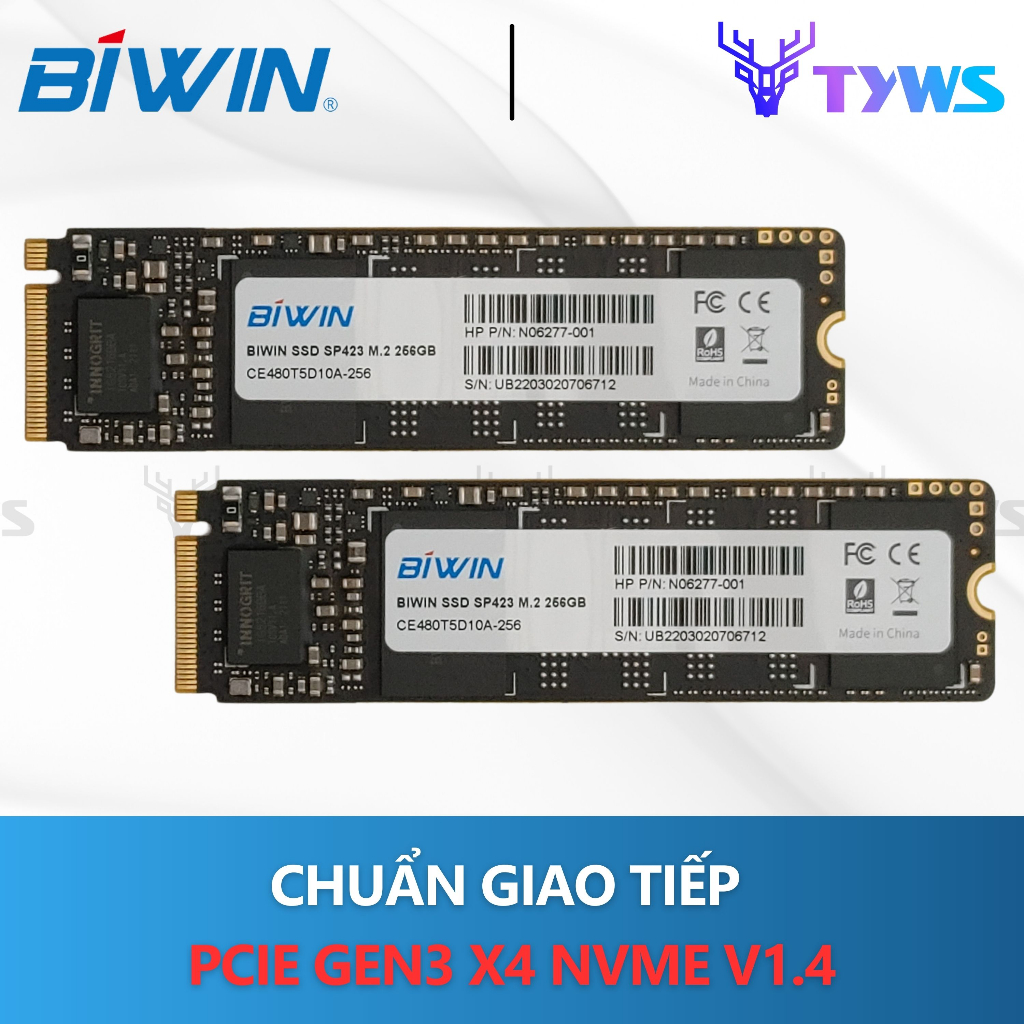 Ổ Cứng SSD BIWIN HP SP423 256GB M.2 NVMe PCIe Gen 3x4 - Bảo hành 1 đổi 1 HPSP423256GB