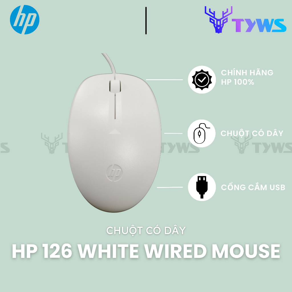Chuột Có Dây HP 126 White Wired Mouse HP126