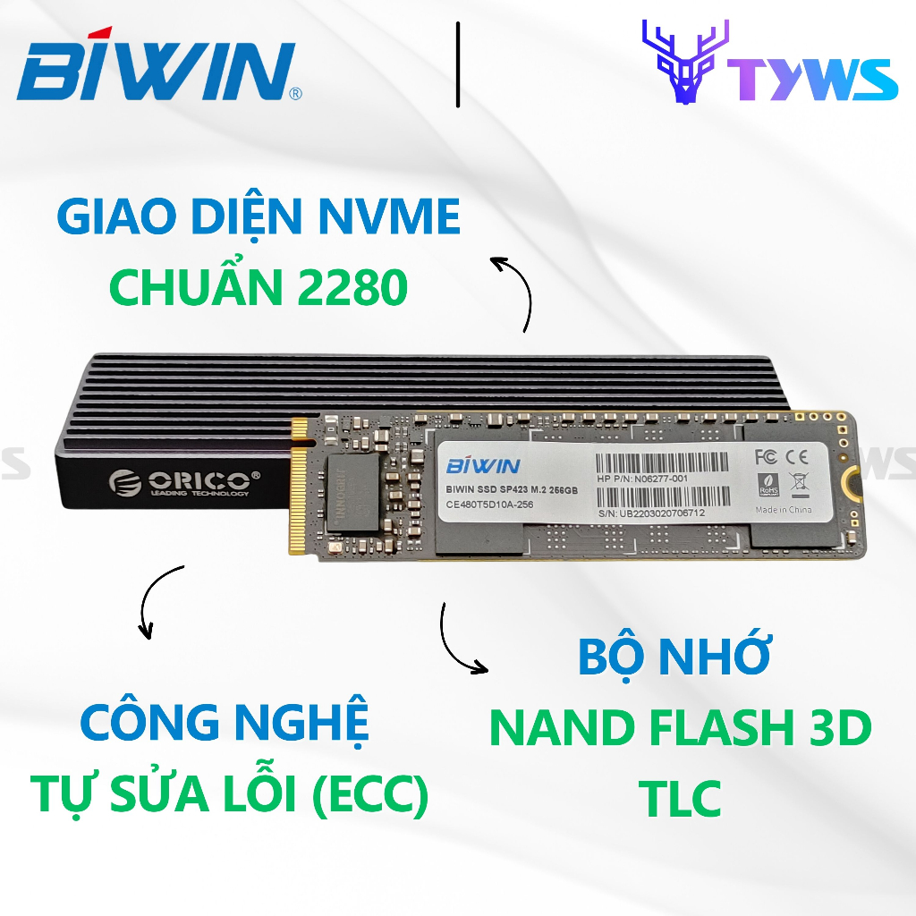 Ổ Cứng SSD BIWIN HP SP423 256GB M.2 NVMe PCIe Gen 3x4 - Bảo hành 1 đổi 1 HPSP423256GB