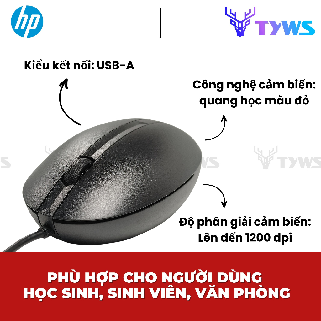 Chuột Có Dây HP USB 320M Wired Desktop Mouse HP320M