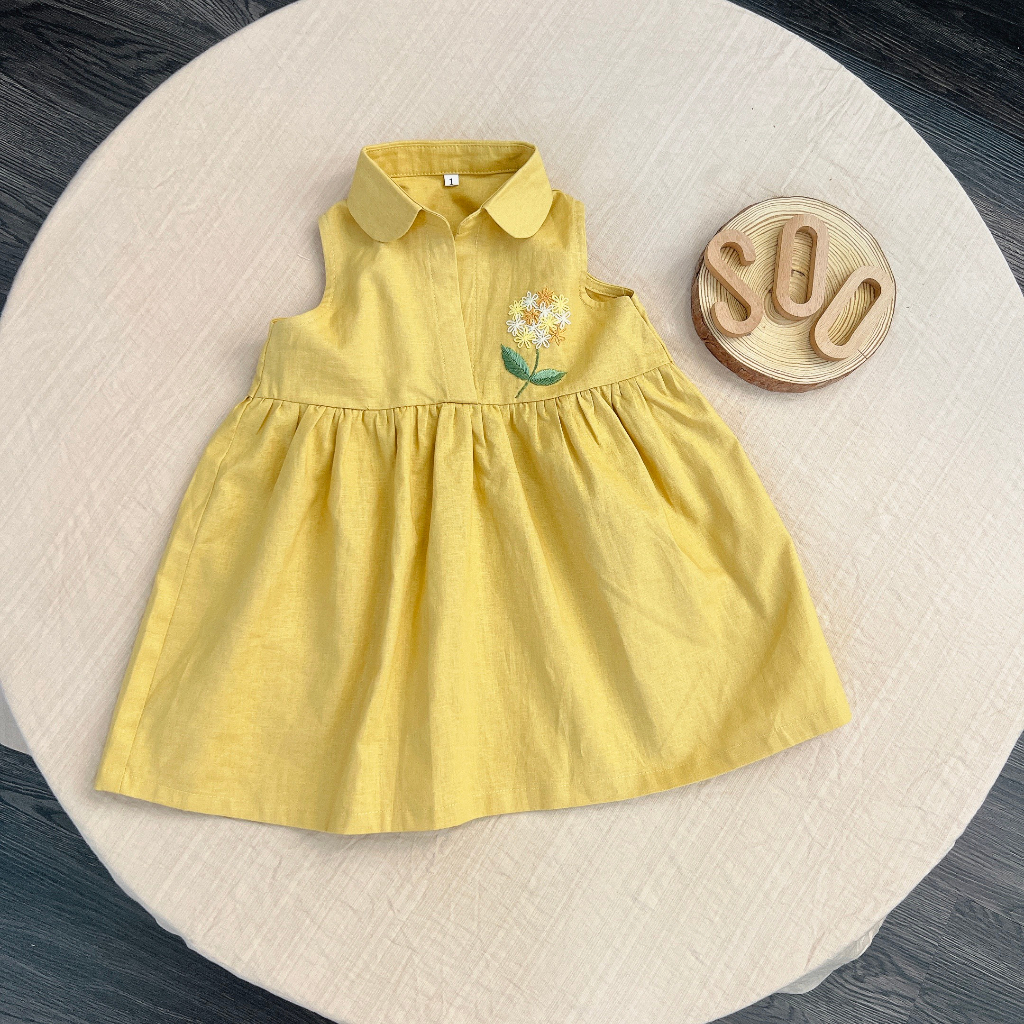 Váy Linen thêu tay vintage siêu xinh cho bé gái