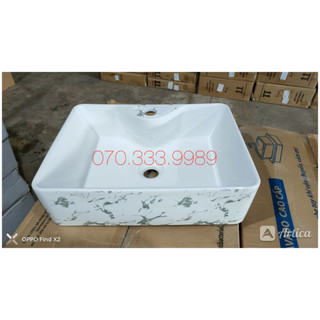 Chậu rửa mặt lavabo đặt bàn trắng vân đá, chống ố chống bám bẩn
