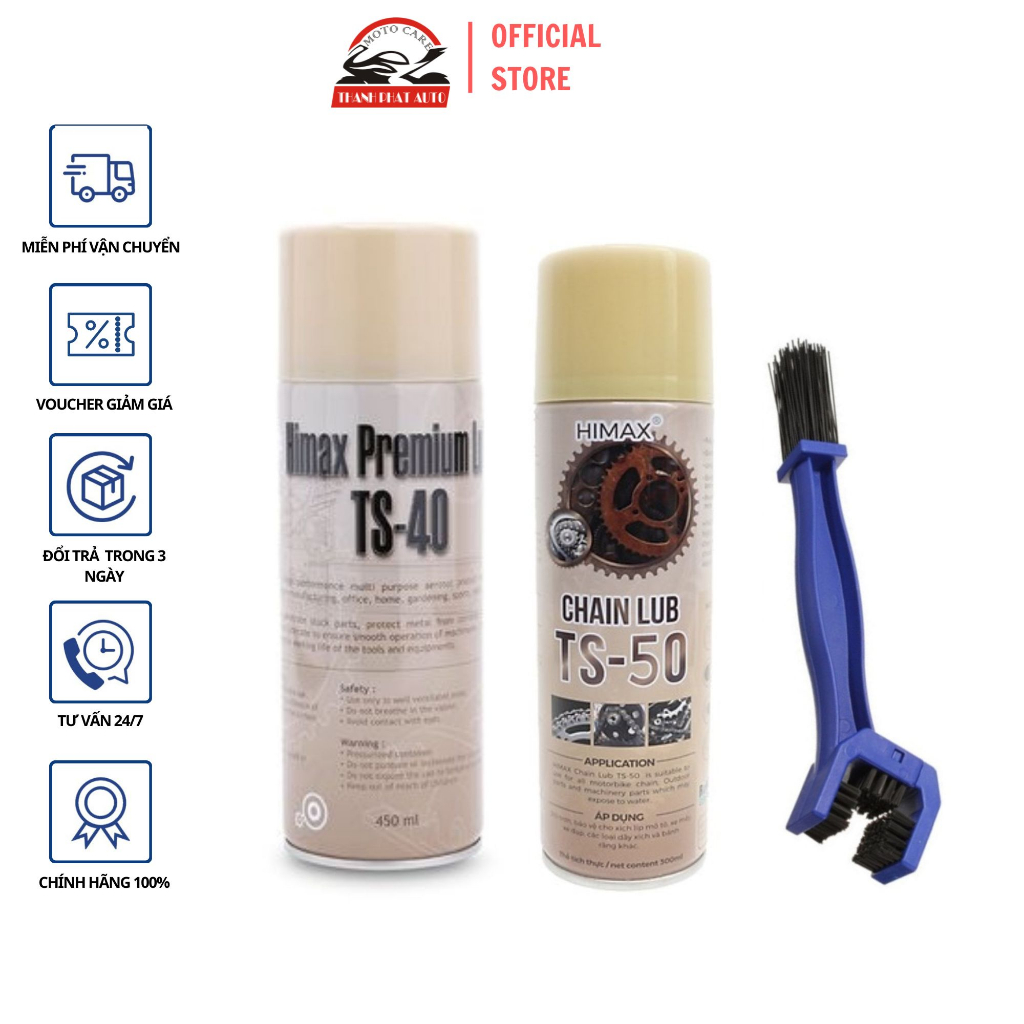 Bộ chăm sóc xe rửa sên TS-40 450ml, Dưỡng sên TS-50 300ml tặng bàn chải chà sên