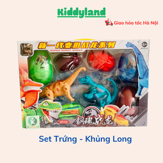 [Ảnh thật] Đồ Chơi Mô Hình Trứng Khủng Long Biến Hình Set 5 khủng long (Hộp quai xách)