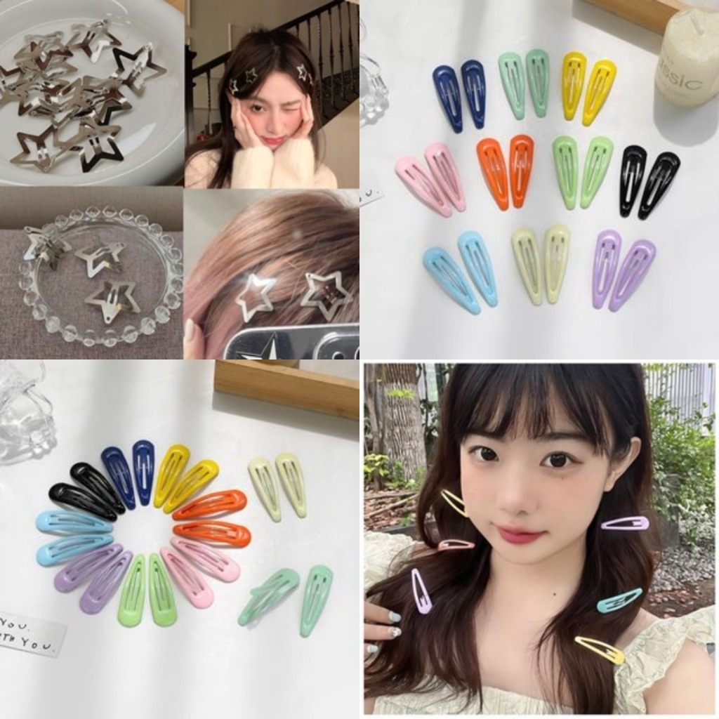 🥟ice🥟Y2k Kẹp Tóc Ngôi Sao Năm Cánh Bằng Kim Loại Màu Bạc Mát Mẻ Dễ Phối Đồ Dành Cho Bạn Gái