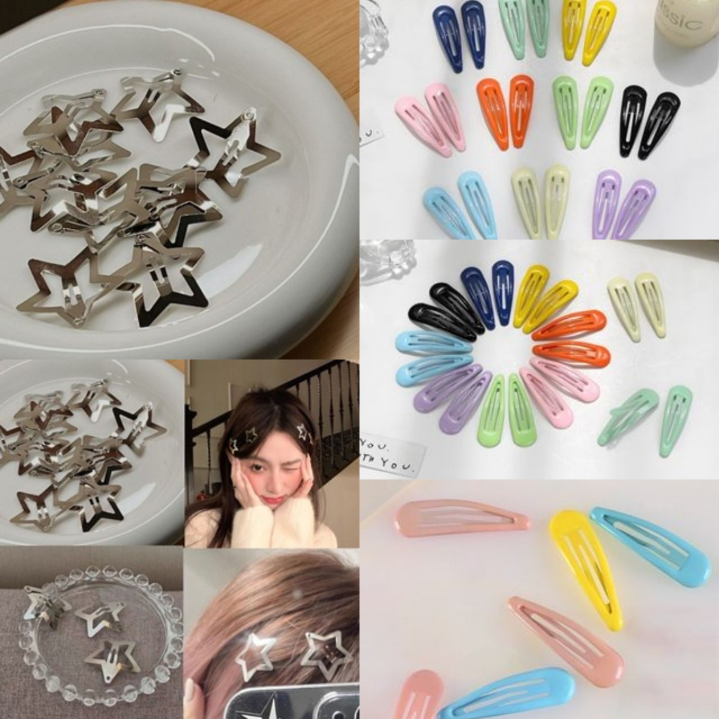 🥟ice🥟Y2k Kẹp Tóc Ngôi Sao Năm Cánh Bằng Kim Loại Màu Bạc Mát Mẻ Dễ Phối Đồ Dành Cho Bạn Gái