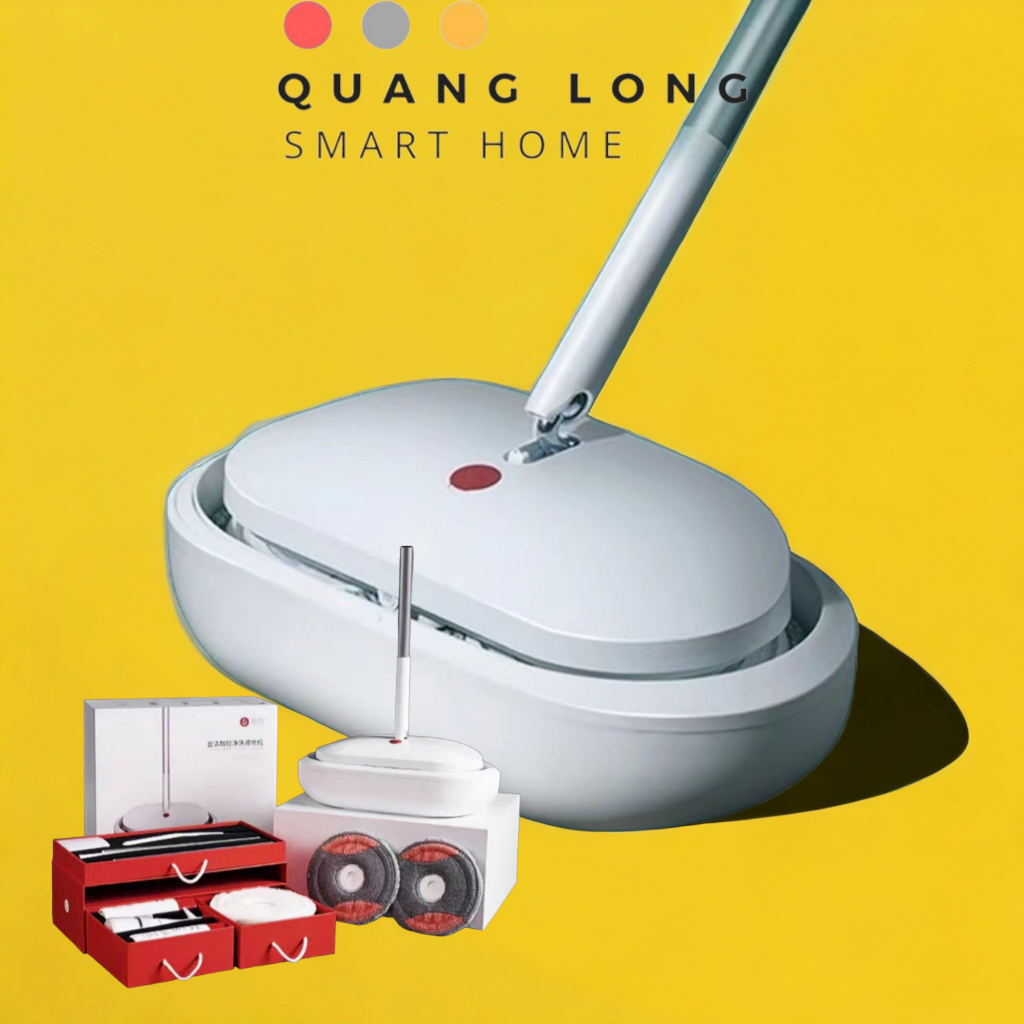 Máy Lau Nhà, Cây Lau Nhà Tự Động Giặt Vắt Khô Phun Sương Cao Cấp Không Dây Đa Năng Quang Long Pin 2500Mah Sử Dụng 60P