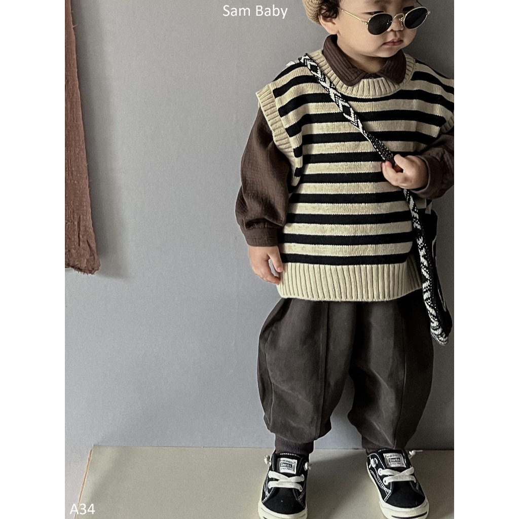 Áo Gile len kẻ ngang cho bé - Sam Baby - A34
