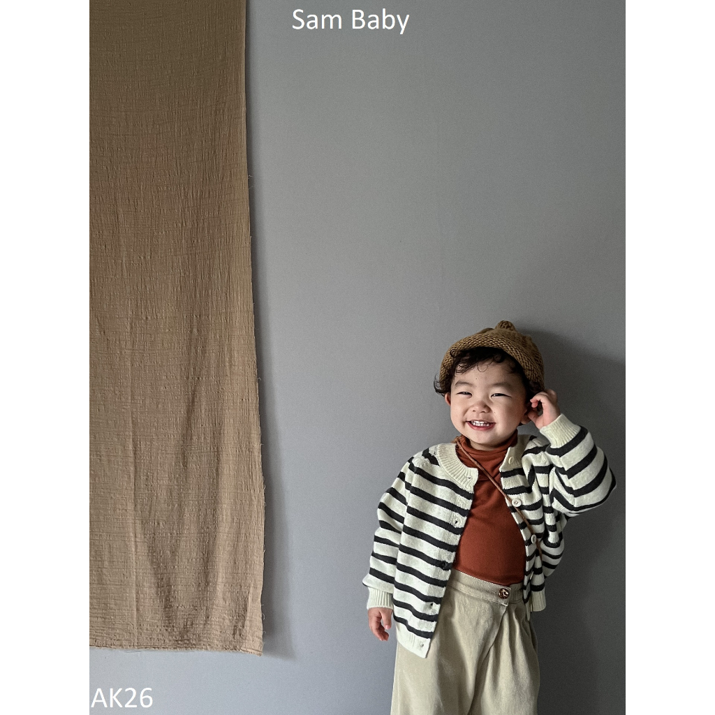 Áo khoác Cadigan len kẻ ngang đơn giản cho bé - Sam Baby. - AK26