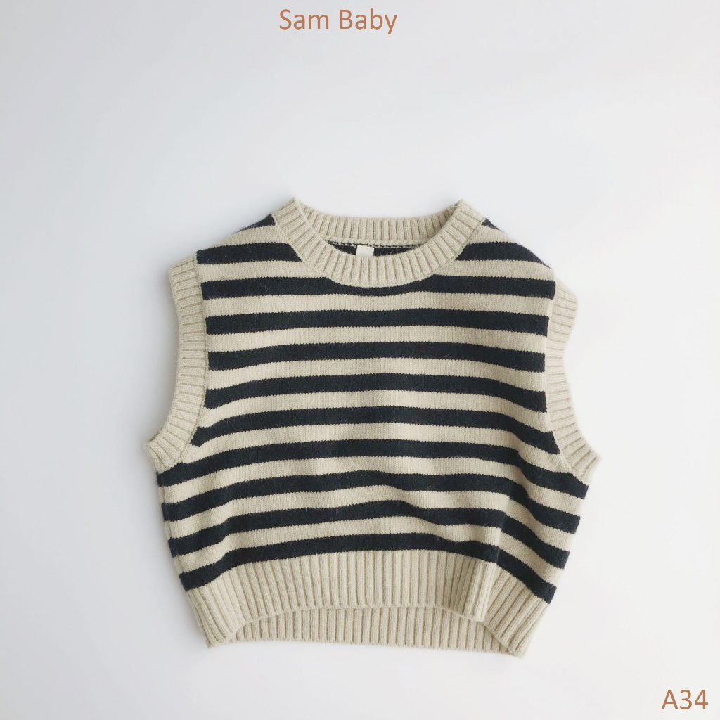 Áo Gile len kẻ ngang cho bé - Sam Baby - A34