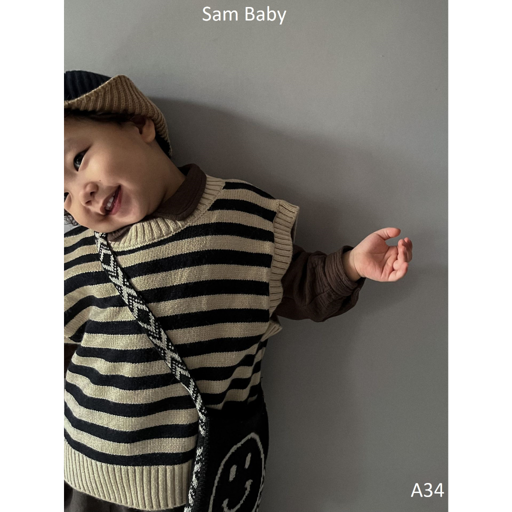 Áo Gile len kẻ ngang cho bé - Sam Baby - A34