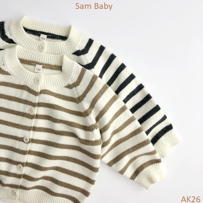 Áo khoác Cadigan len kẻ ngang đơn giản cho bé - Sam Baby. - AK26