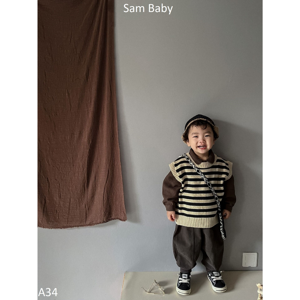 Áo Gile len kẻ ngang cho bé - Sam Baby - A34