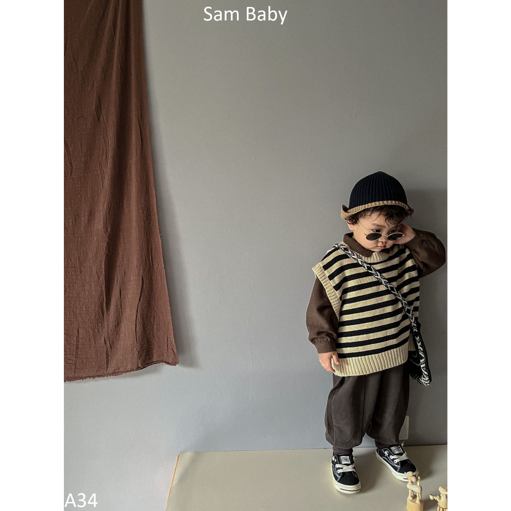 Áo Gile len kẻ ngang cho bé - Sam Baby - A34