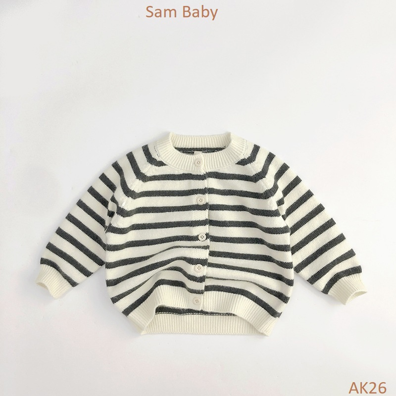 Áo khoác Cadigan len kẻ ngang đơn giản cho bé - Sam Baby. - AK26
