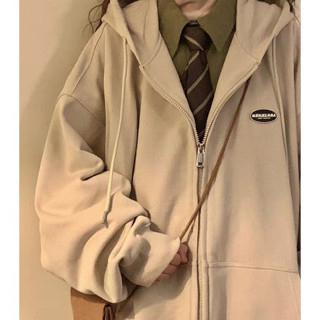 Áo khoác hoodie zip chất nỉ bông in hình nhỏ